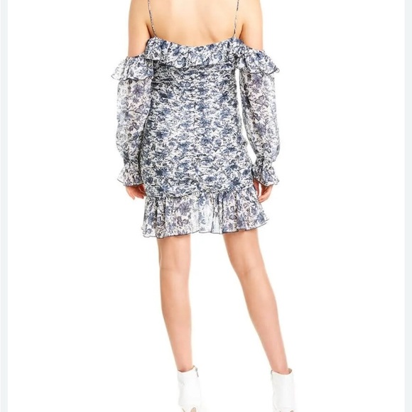 Robert Rodriguez "Carmen" silk-blend sheath dress M Long Sleeve Ruffle Floral - Picture 2 of 11